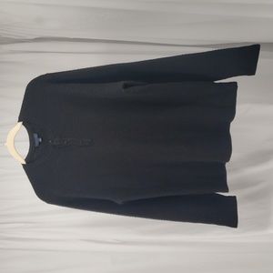 Zachary Prell Black Long-Sleeve Pullover Sweater Crewneck Button Front Size L